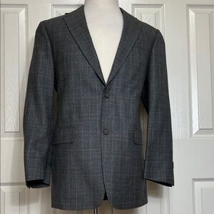 Hart Schaffer Marx Men's Gray GlenPlaid Blazer USA made Sz 38R
